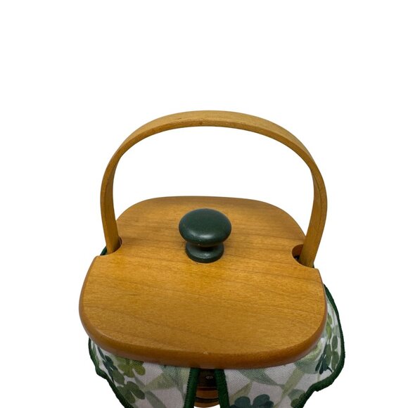 Longaberger Shamrock Basket 1999 Handwoven Wood With Lid & Fabric Liner - Picture 5 of 11